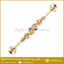 Titane plaqué tourbillon en acier chirurgical strass Barbell industriel Cartilage boucles d’oreilles